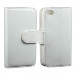 Wholesale iPhone 5 5S Simple Leather Wallet Case with Stand (White)